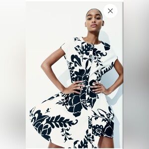 H&M Black and White Floral Button Down Mini Dress